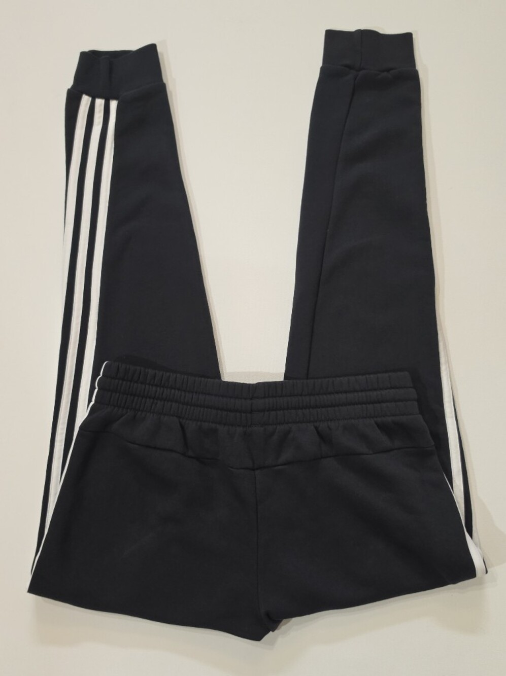 Adidas Fleece Jogger Sweatpants Womens Sz Medium Black White Stripe Athleisure - Picture 3 of 7